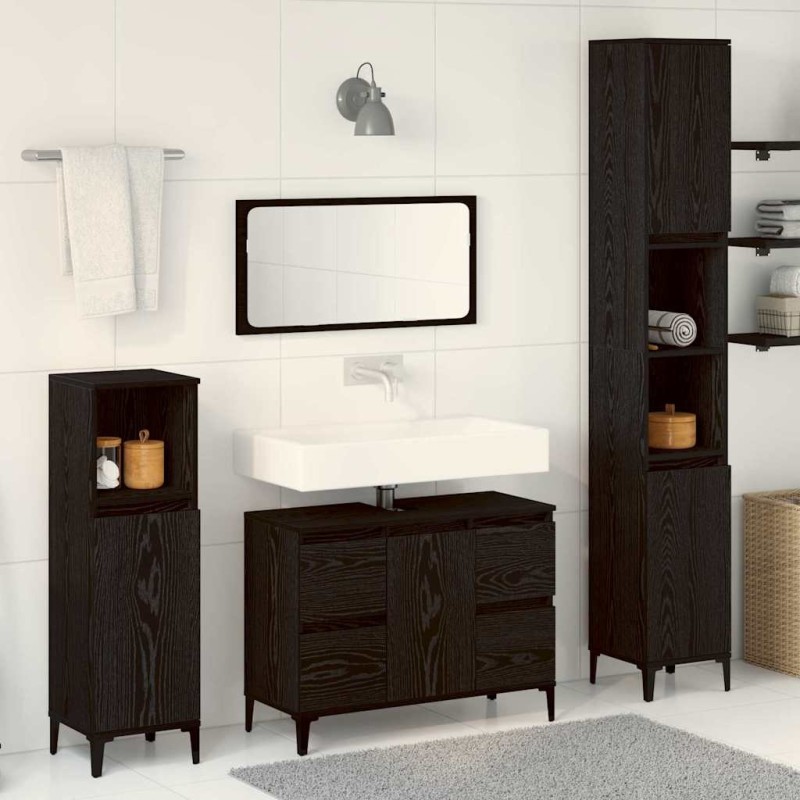 Ensemble de mobilier de salle de bain 3 pcs Chêne noir 630764630764