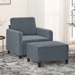 Fauteuil avec repose-pied Gris foncé 60 cm Velours 630769630769