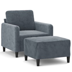 Fauteuil avec repose-pied Gris foncé 60 cm Velours 630769630769
