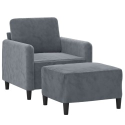 Fauteuil avec repose-pied Gris foncé 60 cm Velours 630769630769