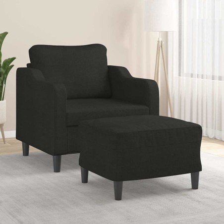 Fauteuil avec repose-pied Noir 60 cm Tissu 630771630771