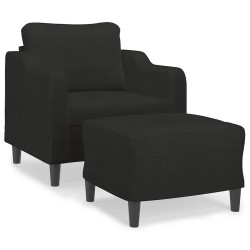 Fauteuil avec repose-pied Noir 60 cm Tissu 630771630771