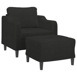 Fauteuil avec repose-pied Noir 60 cm Tissu 630771630771