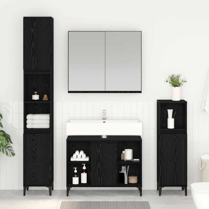 Ensemble de mobilier de salle de bain 3 pcs Chêne noir 630772630772