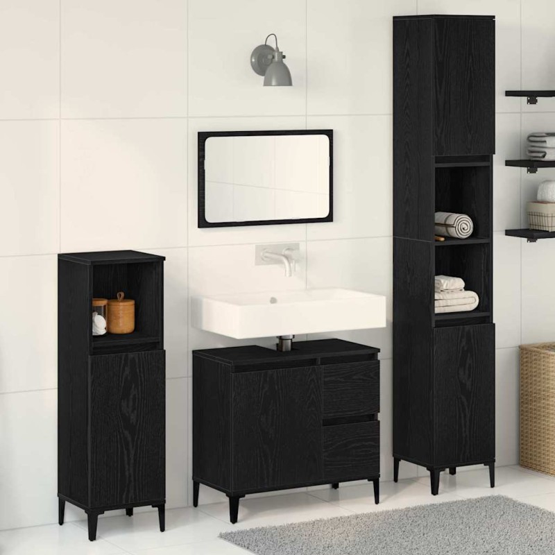 Ensemble de mobilier de salle de bain 3 pcs Chêne noir 630773630773