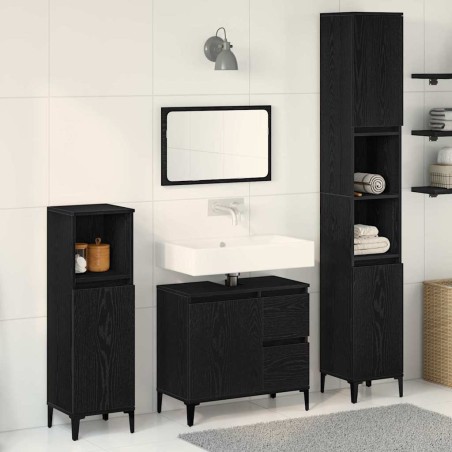 Ensemble de mobilier de salle de bain 3 pcs Chêne noir 630773630773