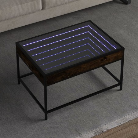 Table basse avec LED infini chêne fumé 70x50x41 cm 630792630792