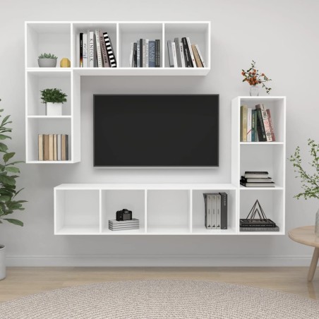 Ensemble de meubles TV 4 pcs Blanc Bois d'ingénierie 630804630804