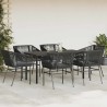 Ensemble à manger de jardin coussins 7pcs noir poly rotin verre 630805630805