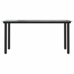 Ensemble à manger de jardin coussins 7pcs noir poly rotin verre 630805630805
