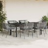 Ensemble à manger jardin coussins 7 pcs gris poly rotin verre 630807630807