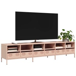 Meuble TV rose 202x39x43,5 cm acier laminé à froid 630813630813