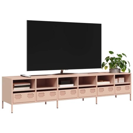 Meuble TV rose 202x39x43,5 cm acier laminé à froid 630813630813