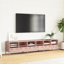 Meuble TV rose 202x39x43,5 cm acier laminé à froid 630813630813