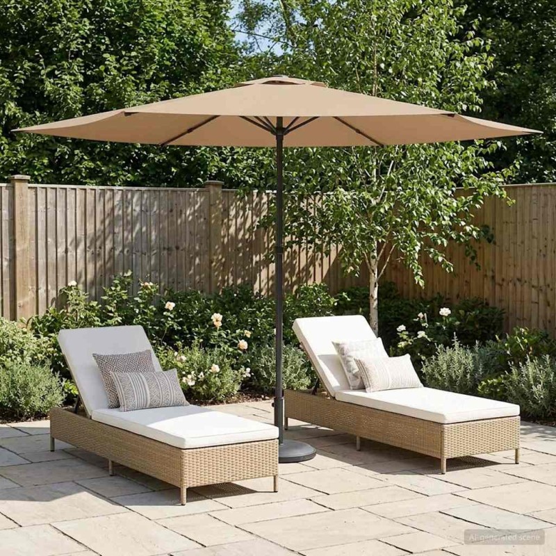 Parasol de jardin 300 x 300 cm Polyester Rectangulaire Taupe 630815630815