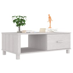 Table basse HAMAR Blanc 100x55x35 cm Bois massif de pin 630819630819