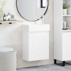 Meuble de salle de bain avec robinet Blanc 45,5 x 22,5 x 84 cm 630825630825