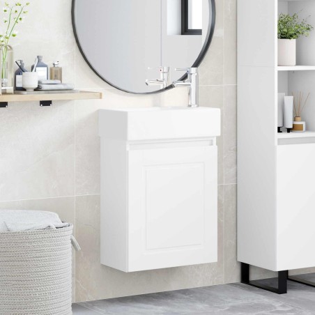 Meuble de salle de bain avec robinet Blanc 45,5 x 22,5 x 84 cm 630825630825