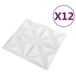 Panneaux muraux 12 pcs Blanc Origami 50 x 50 cm Mousse XPS 630828630828