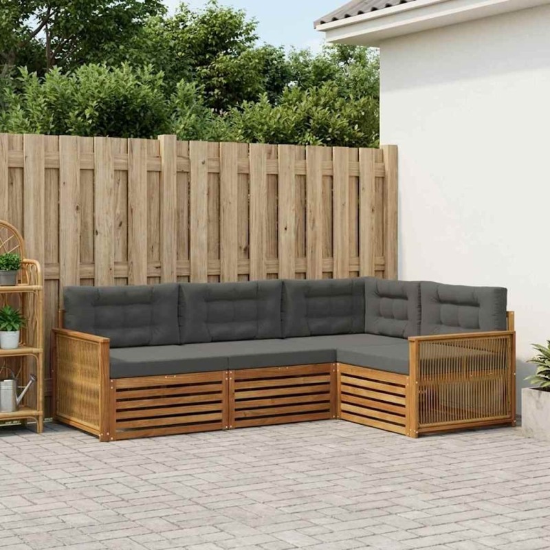Ensemble de canapés d'extérieur 4 pcs Naturel et Anthracite 630836630836