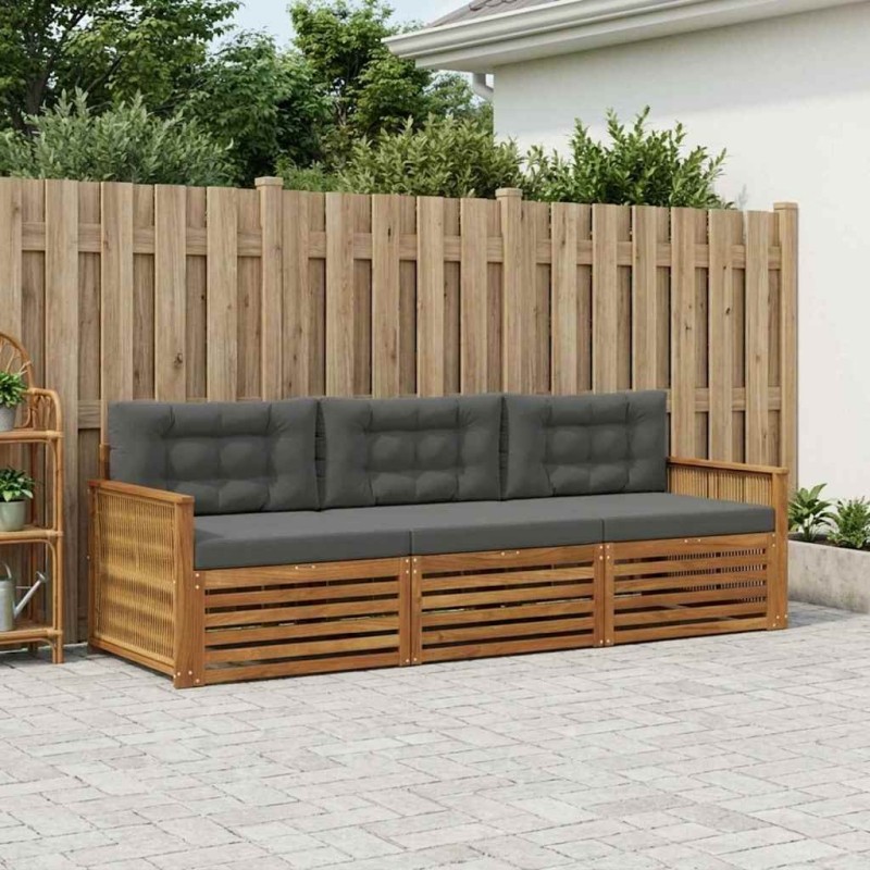 Ensemble de canapés d'extérieur 3 pcs Naturel et Anthracite 630838630838