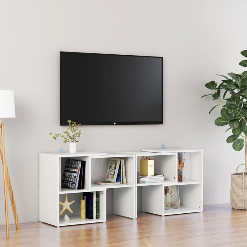 Meuble TV Blanc brillant 104x30x52 cm Bois d'ingénierie 630844630844