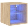 Meuble TV mural avec lumières LED chêne sonoma 30x28,5x30 cm 630848630848