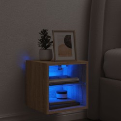 Meuble TV mural avec lumières LED chêne sonoma 30x28,5x30 cm 630848630848