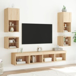 Meuble TV mural avec lumières LED chêne sonoma 30x28,5x30 cm 630848630848