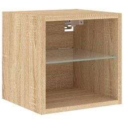 Meuble TV mural avec lumières LED chêne sonoma 30x28,5x30 cm 630848630848