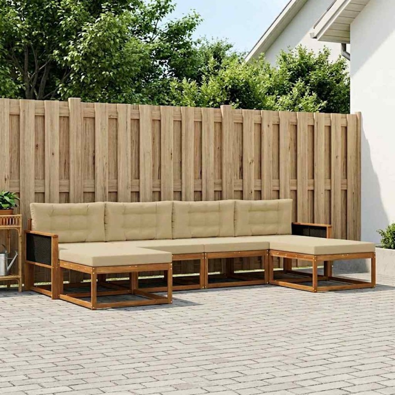Ensemble de canapés d'extérieur 6 pcs Naturel et Beige 630857630857