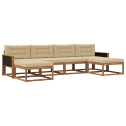 Ensemble de canapés d'extérieur 6 pcs Naturel et Beige 630857630857