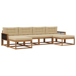 Ensemble de canapés d'extérieur 6 pcs Naturel et Beige 630861630861