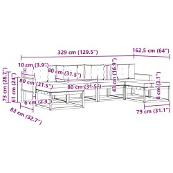 Ensemble de canapés d'extérieur 6 pcs Naturel et Beige 630861630861