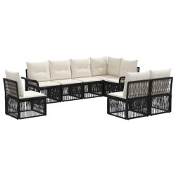 Ensemble de canapé de jardin 8 pcs Noir polyrotin 630877630877