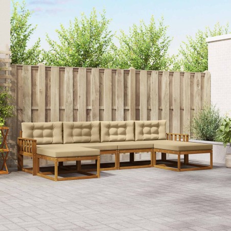 Ensemble de canapés d'extérieur 6 pcs Naturel et Beige 630878630878