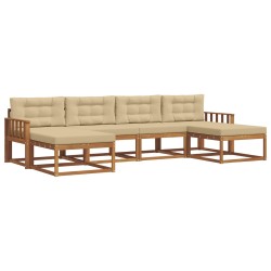 Ensemble de canapés d'extérieur 6 pcs Naturel et Beige 630878630878