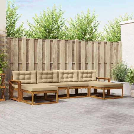 Ensemble de canapés d'extérieur 6 pcs Naturel et Beige 630879630879