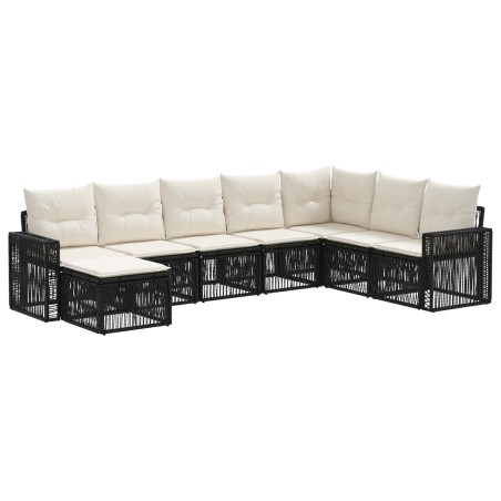 Ensemble de canapé de jardin 8 pcs Noir et blanc crème 630880630880