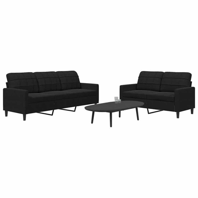 Ensemble de canapés 2 pcs avec coussins Noir Velours 630888630888