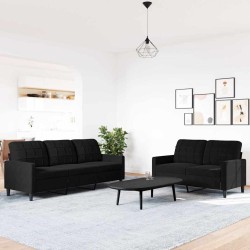 Ensemble de canapés 2 pcs avec coussins Noir Velours 630888630888