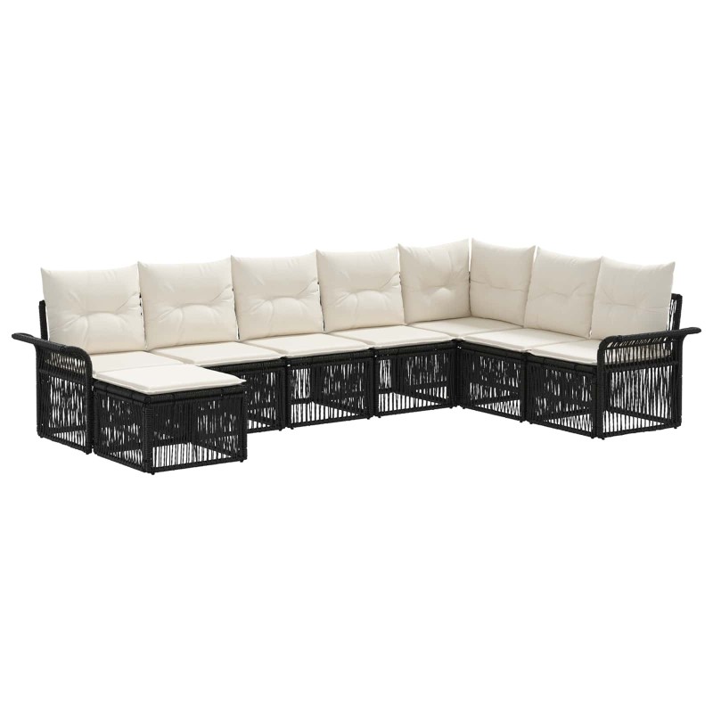 Ensemble de canapé de jardin 8 pcs Noir polyrotin 630890630890