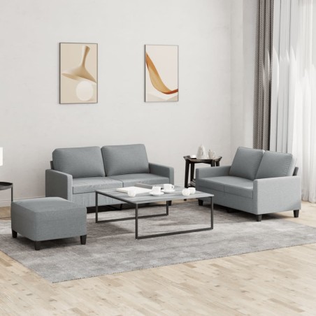 Ensemble de canapés 3 pcs avec coussins Gris clair Tissu 630892630892