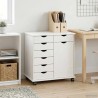 Cabinet roulant Blanc 63,5 x 39 x 65,5 cm Bois de Pin Massif 630899630899