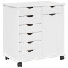 Cabinet roulant Blanc 63,5 x 39 x 65,5 cm Bois de Pin Massif 630899630899