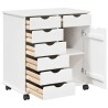 Cabinet roulant Blanc 63,5 x 39 x 65,5 cm Bois de Pin Massif 630899630899
