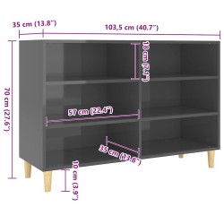 Buffet Gris brillant 103,5x35x70 cm bois d'ingénierie 630903630903
