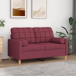 Canapé 2 places avec oreillers bordeaux 120 cm tissu 630921630921