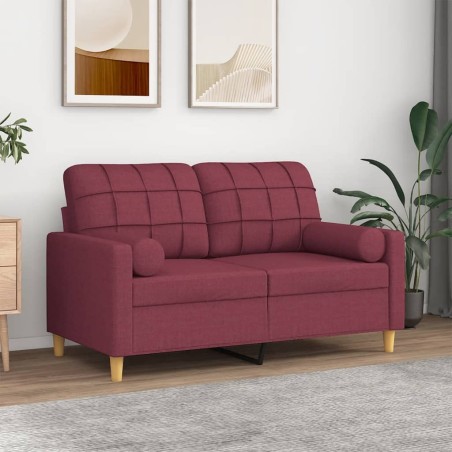Canapé 2 places avec oreillers bordeaux 120 cm tissu 630921630921