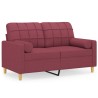 Canapé 2 places avec oreillers bordeaux 120 cm tissu 630921630921